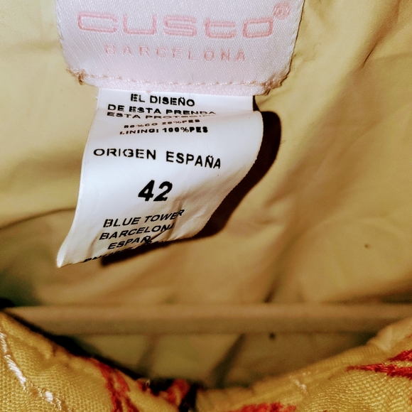 Custo jacket mustard yellow with red design - Picture 2 of 4